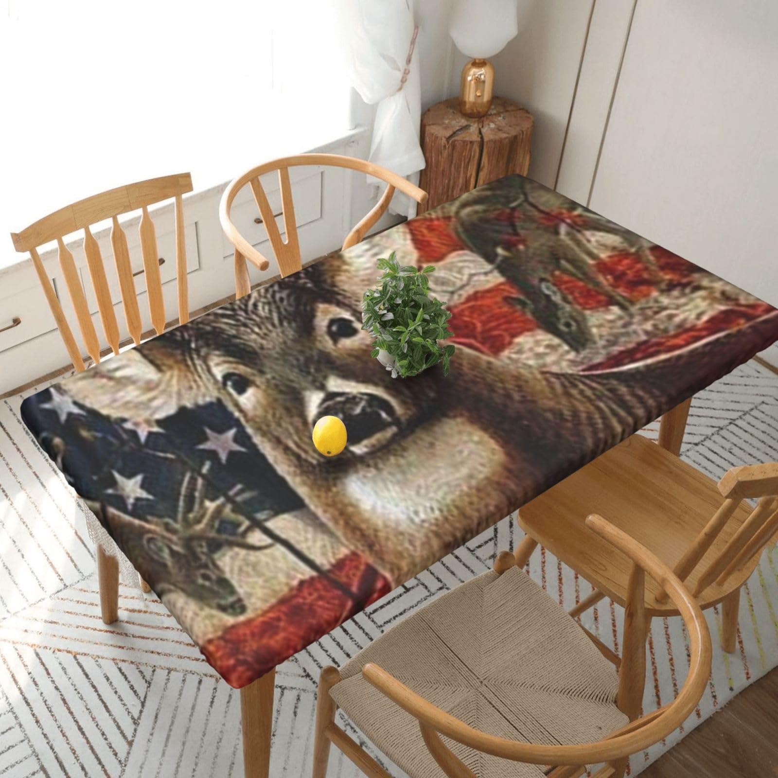 BNVSADC Deer Hunting Season Printed 5FT Tablecloth Polyester Kitchen Water Resistant Table Cloth Dining Table Decoration Table Covers, 152x76 CM
