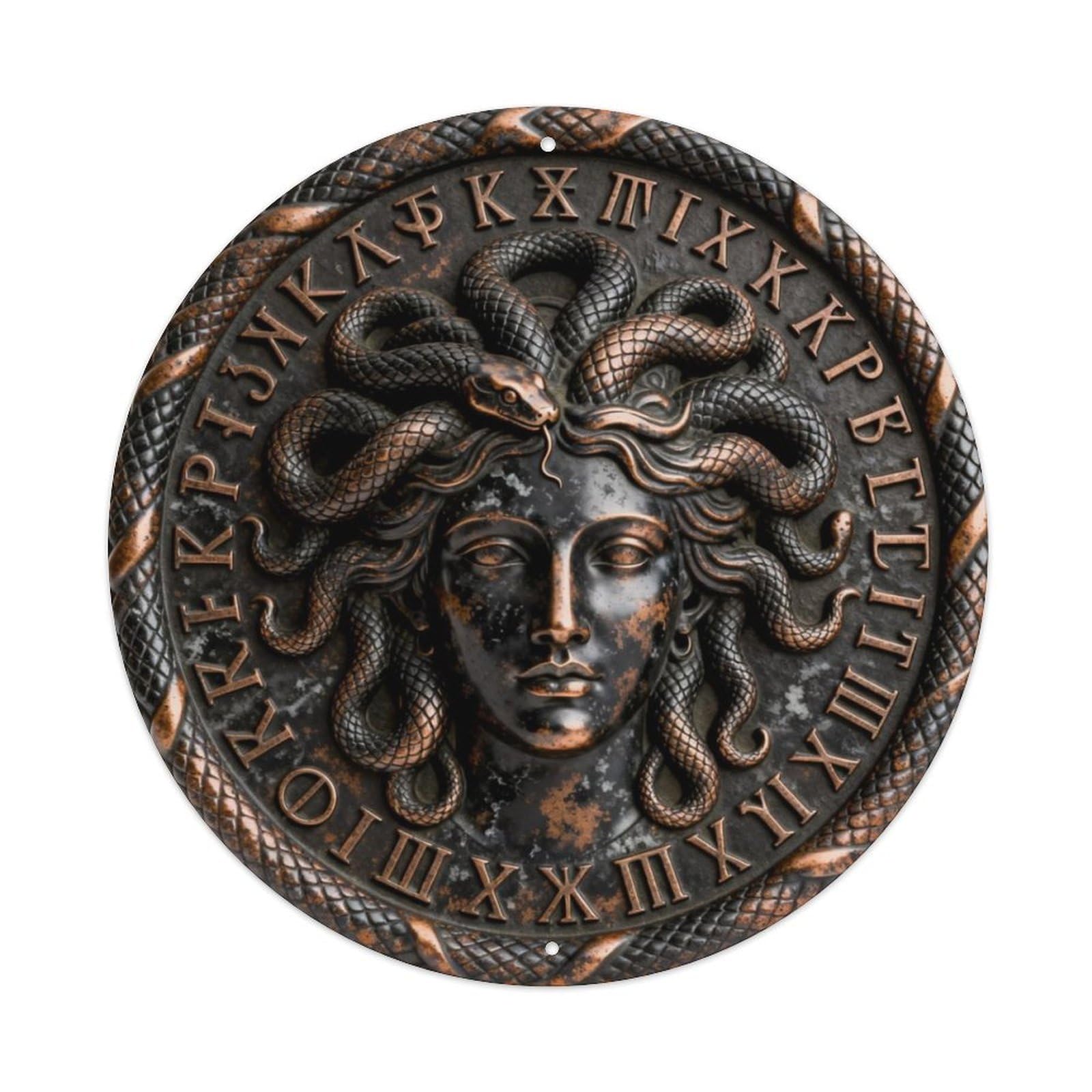 Greek Medusa Snake Head Gorgon Rune Metal Tin Sign Plaque