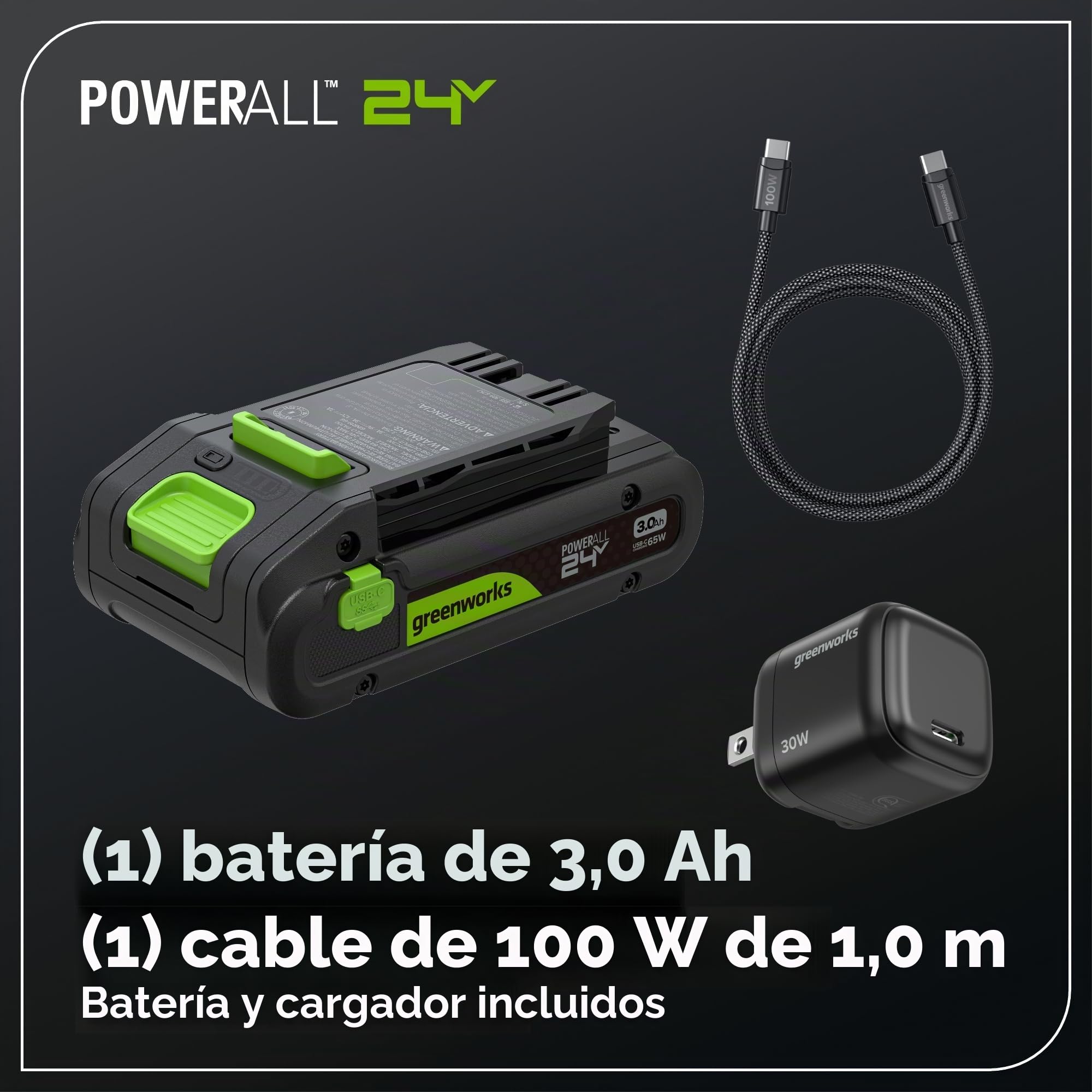 Greenworks 24V Soplador de Hojas con Batería 4Ah y Cargador Rápido 65W PD, 209km/h 7,65m³/min Soplador Eléctrico Potente para Jardín, Velocidad Variable BL1002HA1