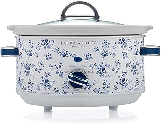 Olla de Cocción Lenta Laura Ashley 3.5L con Estampado China Rose by VQ - Olla Lenta Para 4-5 Personas - Olla Electrica Lne...