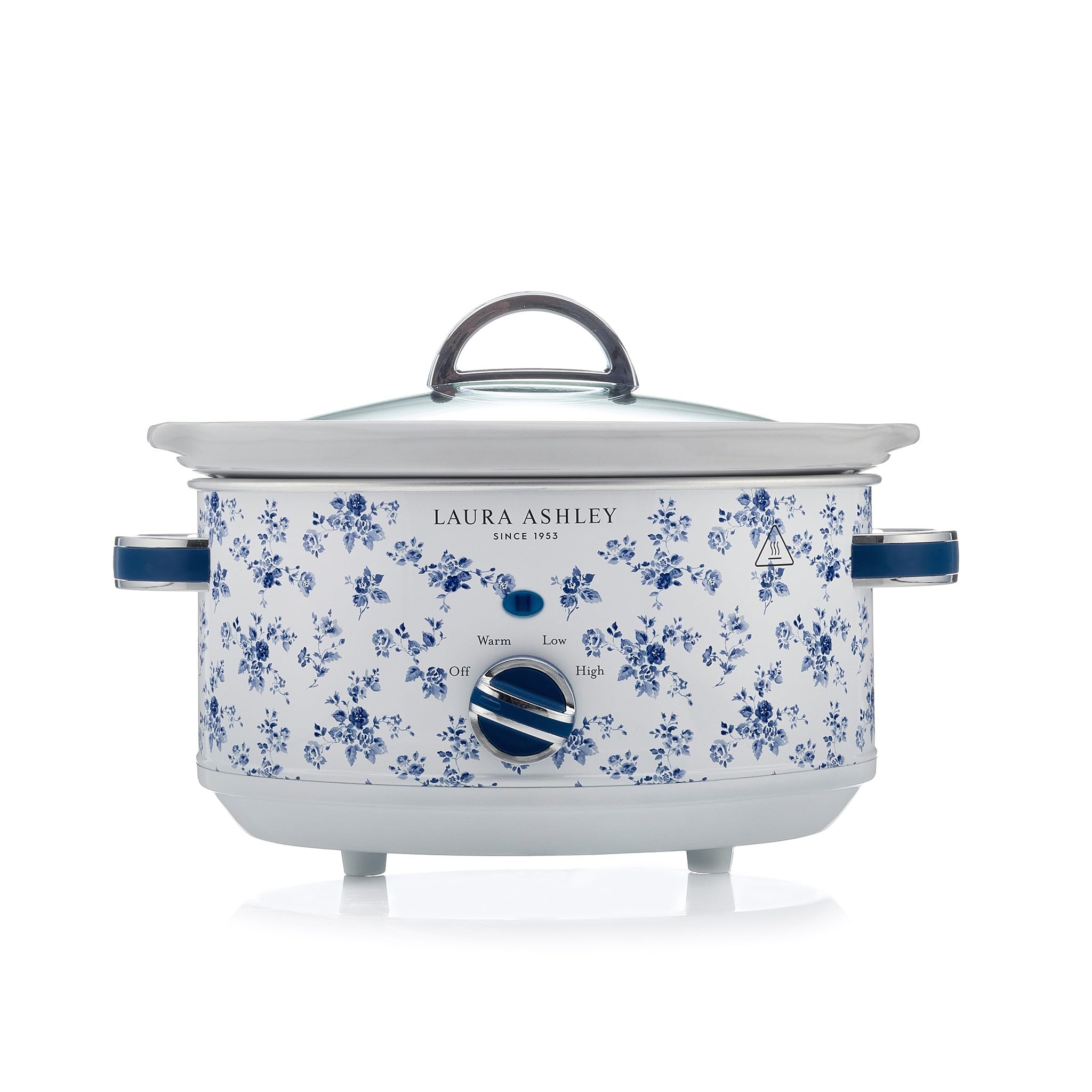 Laura Ashley Pentola Cottura Lenta 3,5 Litri con Stampa China Rose di VQ - Slow Cooker per 4 a 5 Persone, Economica in Energia, con 3 Impostazioni di Temperatura e Coperchio in Vetro Temperato
