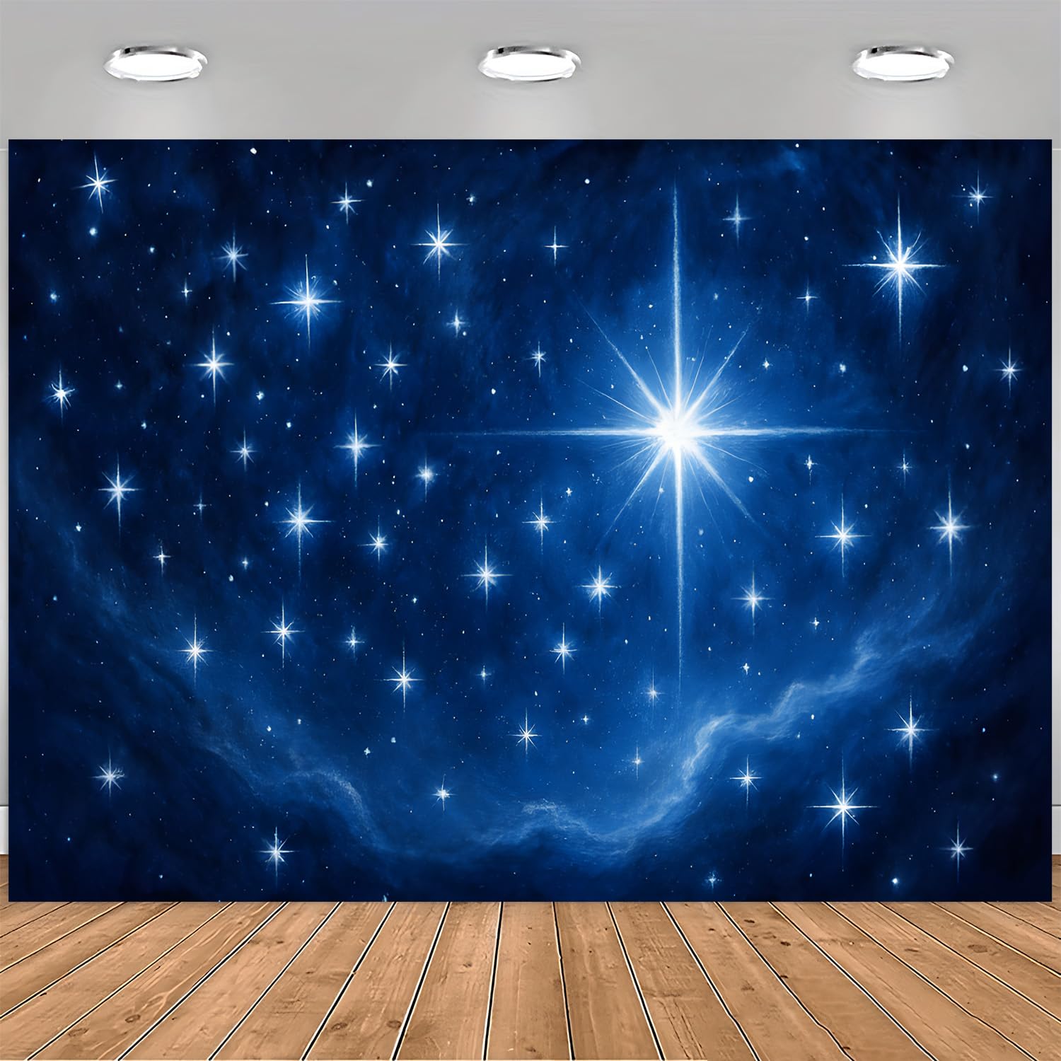 Starry Night Sky Backdrop for Birthday, Anniversary, Wedding, Baby Shower and Graduation, Polyester Fabric, Deep Blue, 40 x 60 Inch-image-12