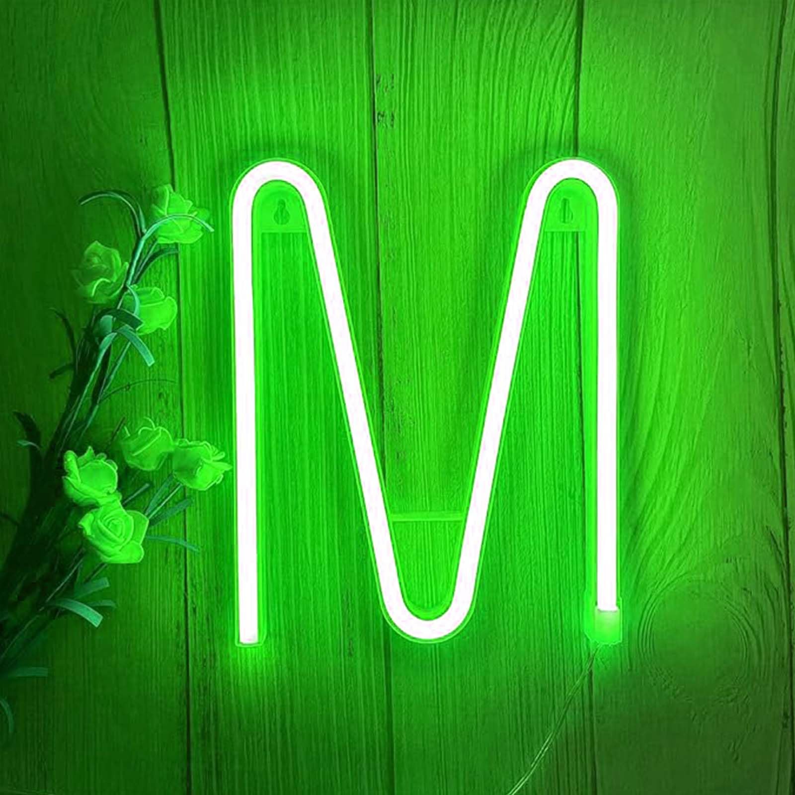 Vintage Green Neon Sign with Dual Power - Fade-Free LED Lights for Shop Display Wedding Backdrop Home Decoration（Letters M） — image 1