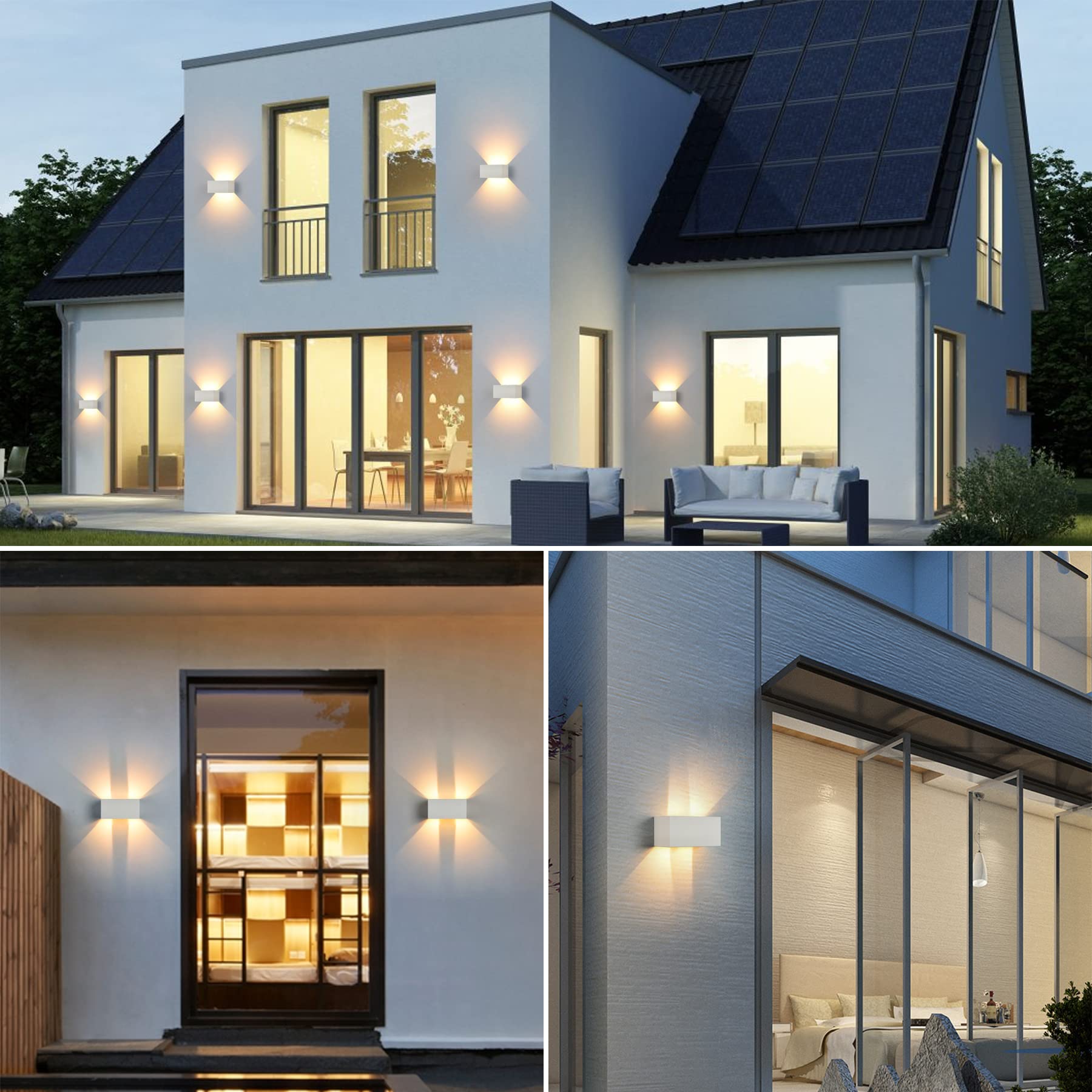 KUKAK 24W Aplique pared Interior/Exterior con Sensor de Movimiento LED Lampara Moderns Blanco Cálido 3000K Impermeable IP65 (Blanco)
