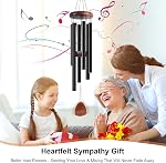 Wind Chime, 38 Inch, 6 Thick Aluminium Tubes with Wooden Top, Deep Tone, Weather Resistant, Outdoor Garden Decor, Memorial Sympathy Gift
