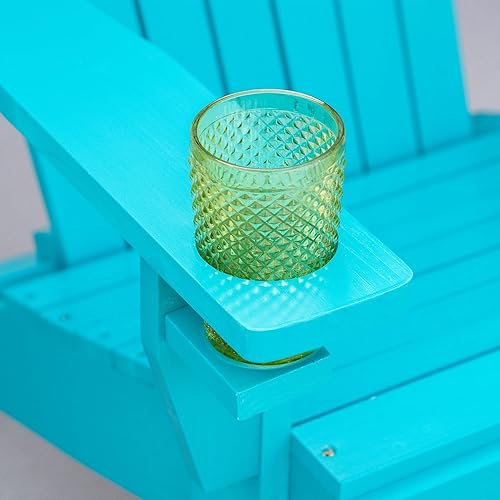 Miniatura 5 de Silla Adirondack de madera, silla de césped para patio al aire libre con soporte para tazas, muebles de césped resistentes a la intemperie, salón