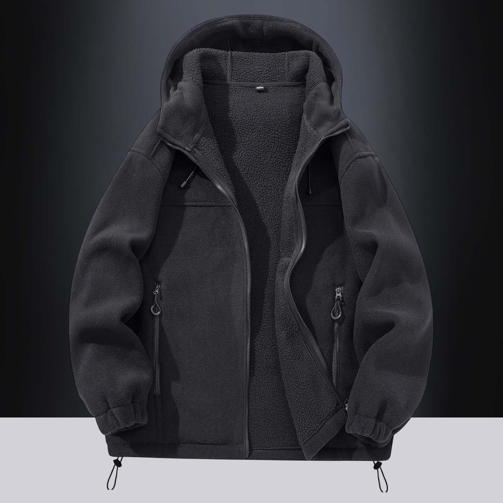 Generisch Chaqueta de invierno cálida para hombre con capucha, forro polar, chaqueta deportiva para exteriores, cortavientos, chaqueta de forro polar, chaqueta de camionero con bolsillos con