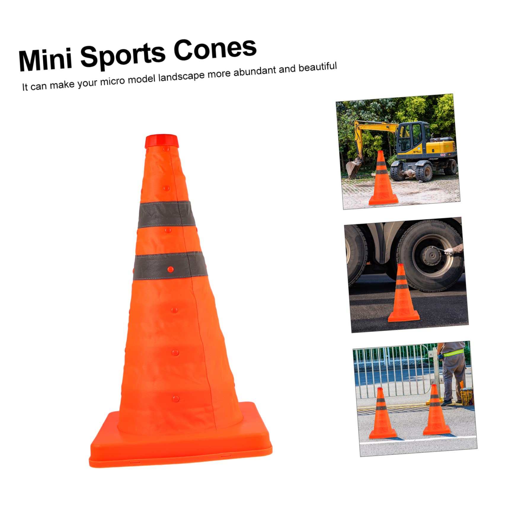 KOMBIUDA 2 pièces Cones de Signalisation Extensibles Orange Cônes de Sécurité Pliables pour Entraînement Football et Stationnement Routier