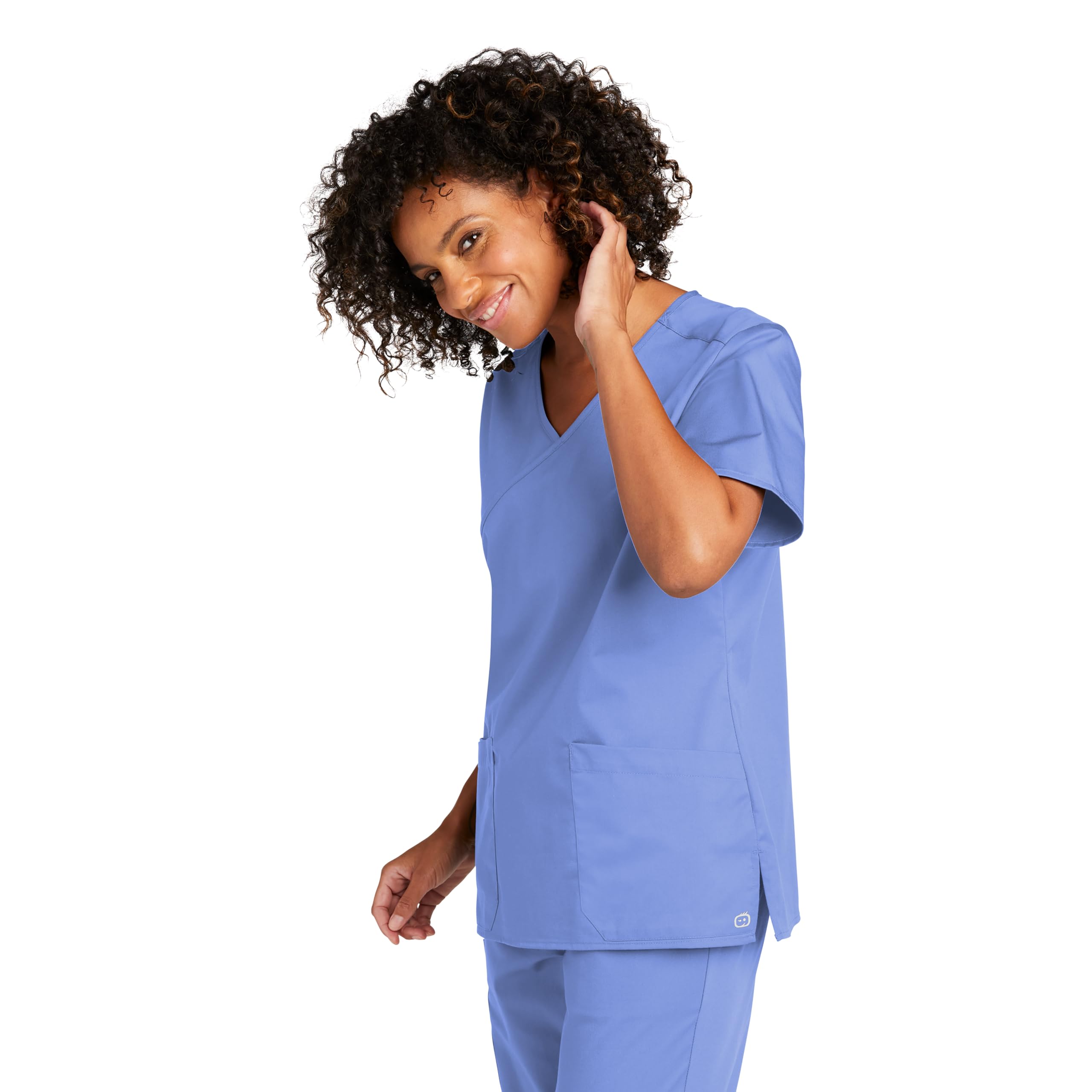 Custom Mock Wrap Top for Women, Women V-Neck Mock Wrap Scrub Top, Nursing Scrubs with Pockets