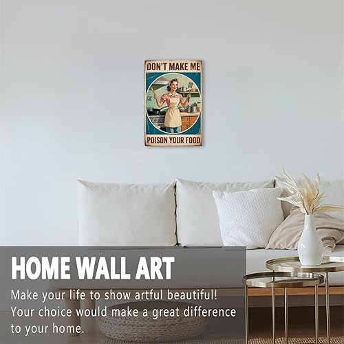 Miniatura 3 de 1pcs Retro Vintage 1950s Kitchen Woman Cooking Metal Tin Sign Dont Make Me Poison Your Food print Suitable for room bathroom cave bar cafe garage