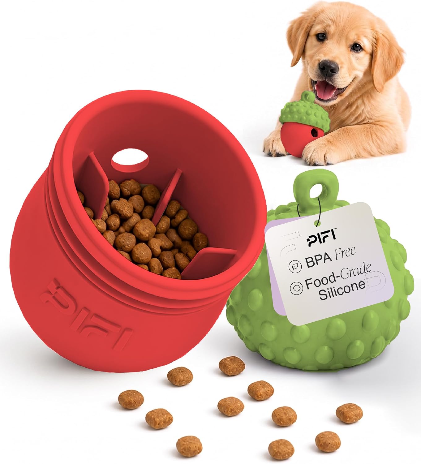 PiFi Interactive Treat Dispensing Dog Toy for Small and Medium Dogs