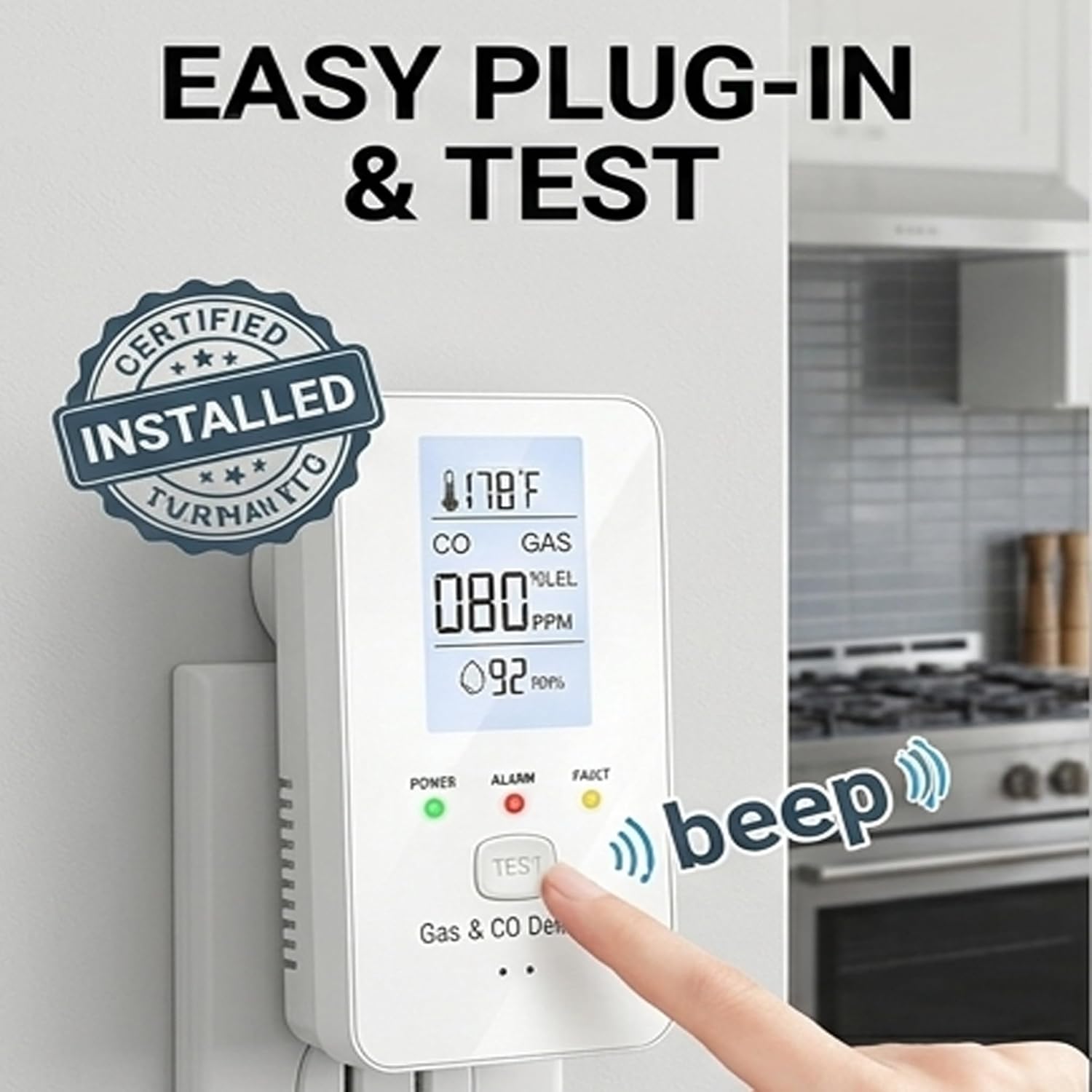 Steadfast Haven 4-in-1 Multi-Function Detector, Portable, with Large Display, Suitable for a Wide Range of Scenarios (Black)