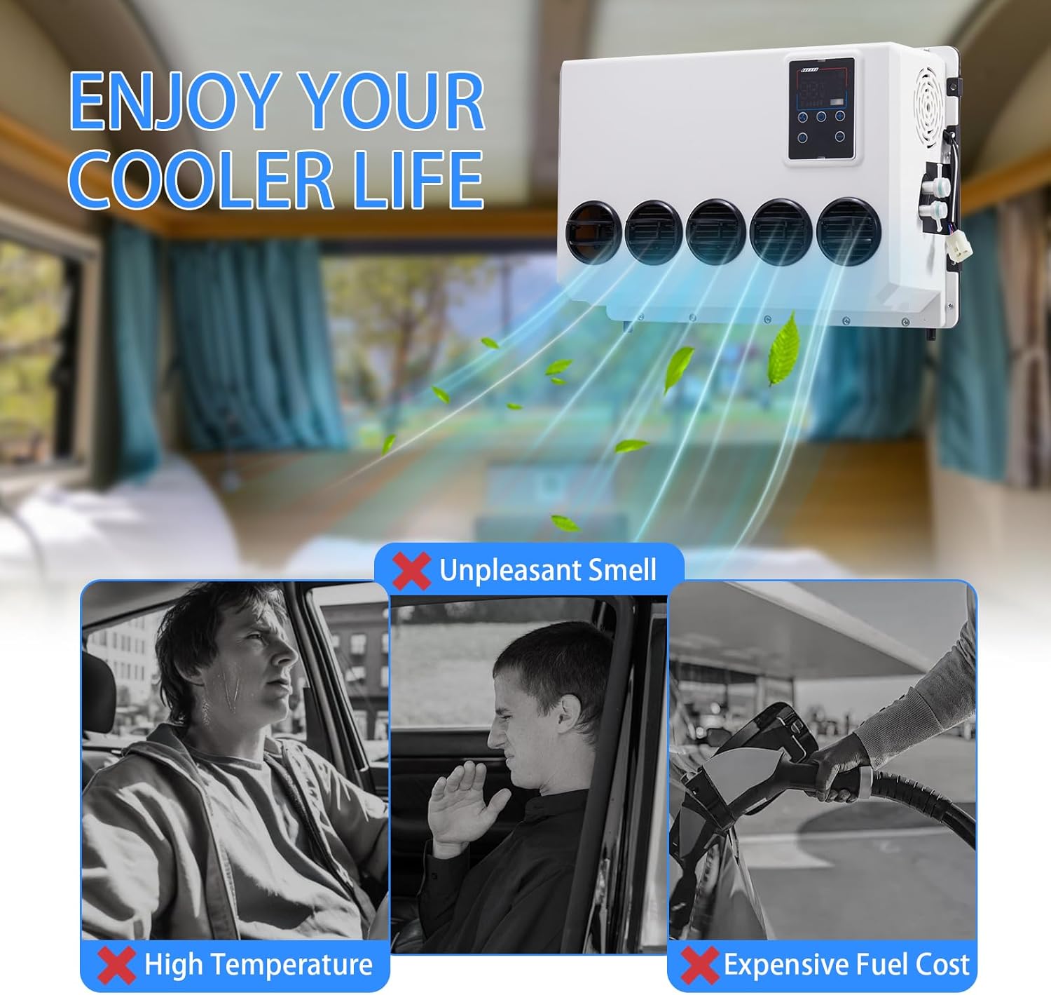 12V truck air conditioner RV split type air conditioner 9000btu, for trucks, RVs, excavators, agricultural vehicles, vans, trailers, buses, camping vehicles (12V) image 5 of 7 B0DW464936