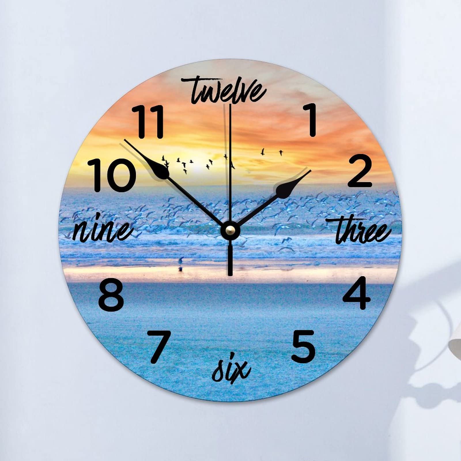 Horloge murale silencieuse Myrtle Beach bleu 38 cm pour salon