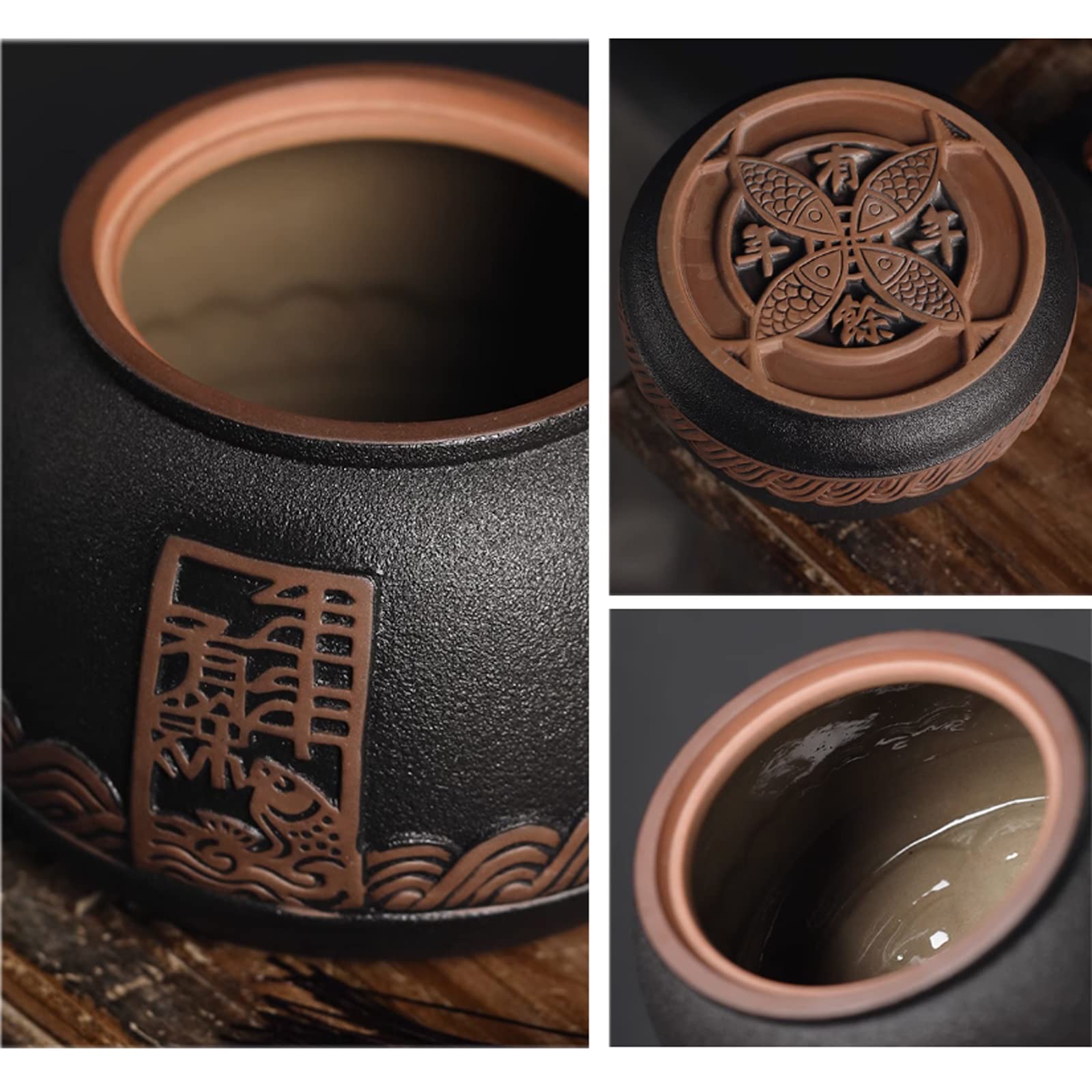 Recipientes de Cocina Lata de té Suelta de cerámica Rugosa Retro, Lata de té ... Almacenamiento de té(White-b,Pequeño)