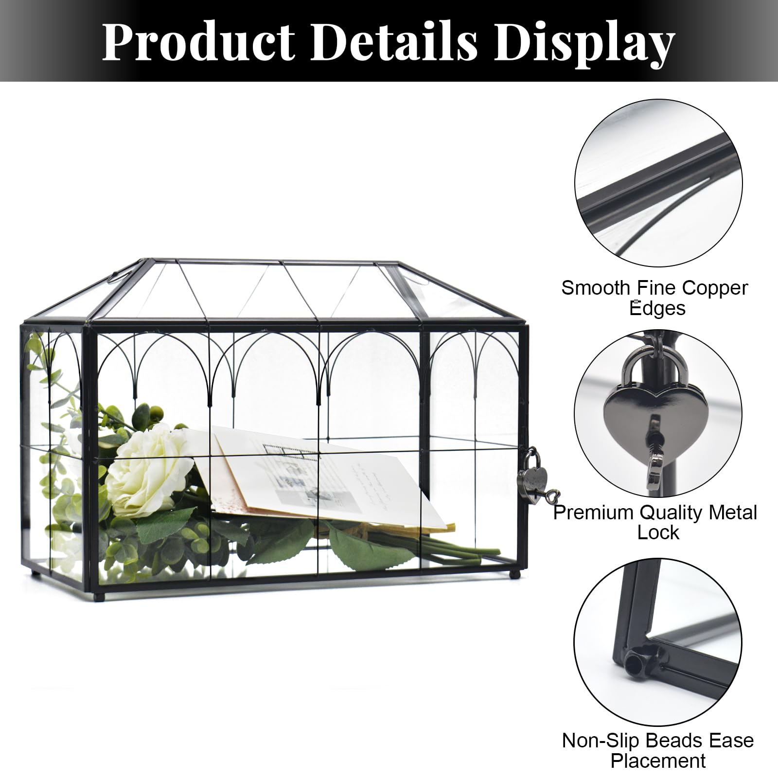 Große Schwarze Und Glas-Kartenbox Für Hochzeit Mi Produktbild-Vorschau 11