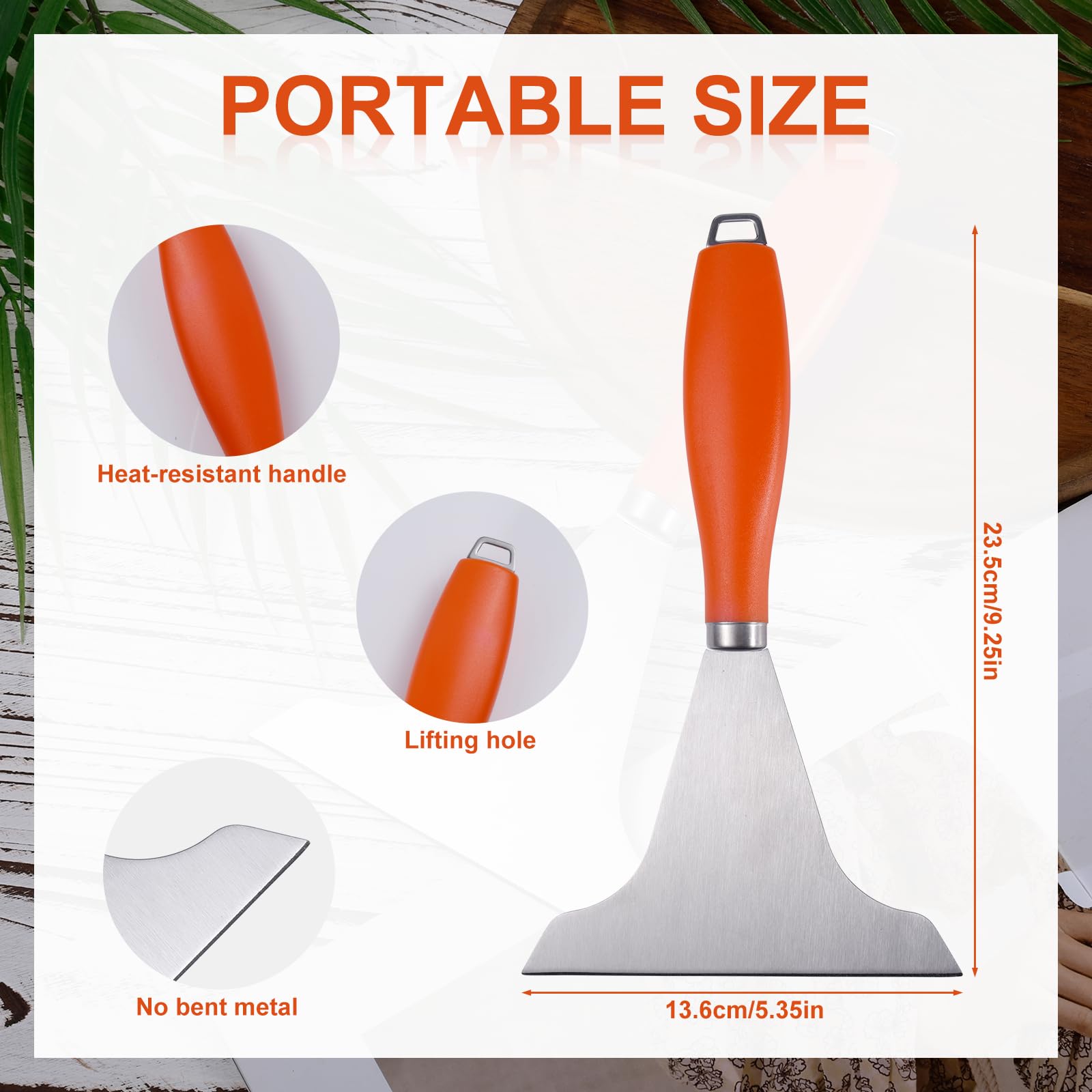 Gosknor Raspador de Plancha para Superficie Plana, Acero Inoxidable Raspador de Plancha para Exteriores Raspador de Parrilla Duradero Antideslizante para Parrilla al Aire Libre