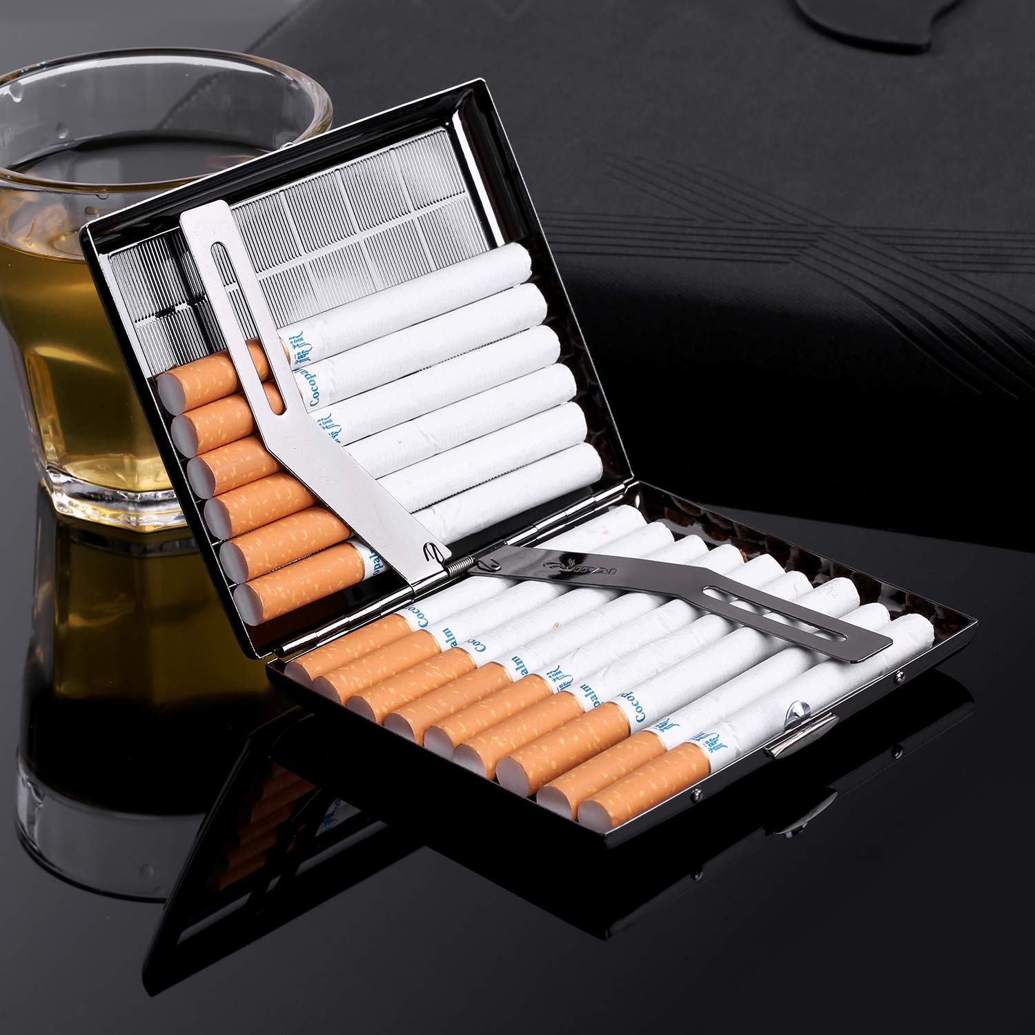 Cigarrillo Caja de Cigarrillos de Metal para 20 Cigarrillos, Caja de Cigarrillos Antiguos con Aspecto Elegante Grabado y cualidades Especiales (Celosía)