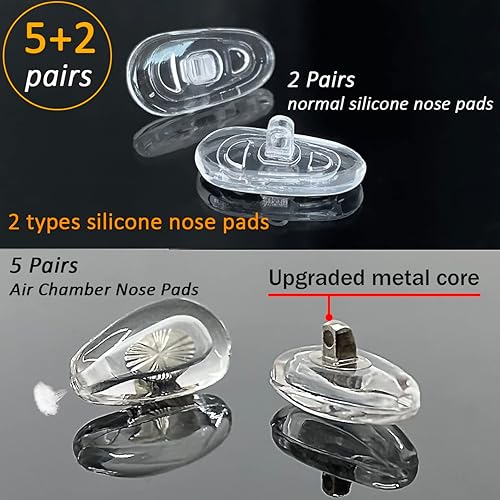 Miniatura 2 de PTSLKHN Almohadillas para la nariz para gafas, núcleo de metal mejorado de 0.59 x 0.315 pulgadas (0.591 x 0.315 in), almohadillas de silicona suave