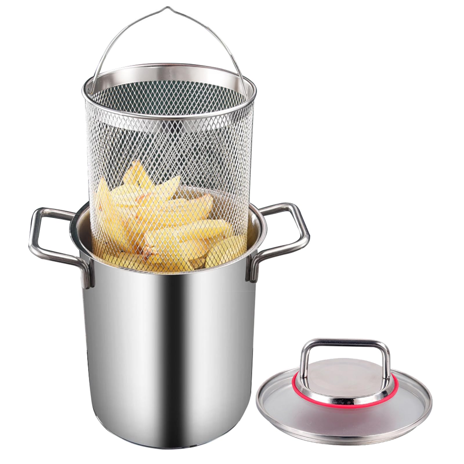 Garnek do szparagów ze stali nierdzewnej 3,5 l / 5,5 l, parowar do warzyw, spaghetti z koszem i pokrywką, domowy garnek do frytek, kurczaka (3,5 l)