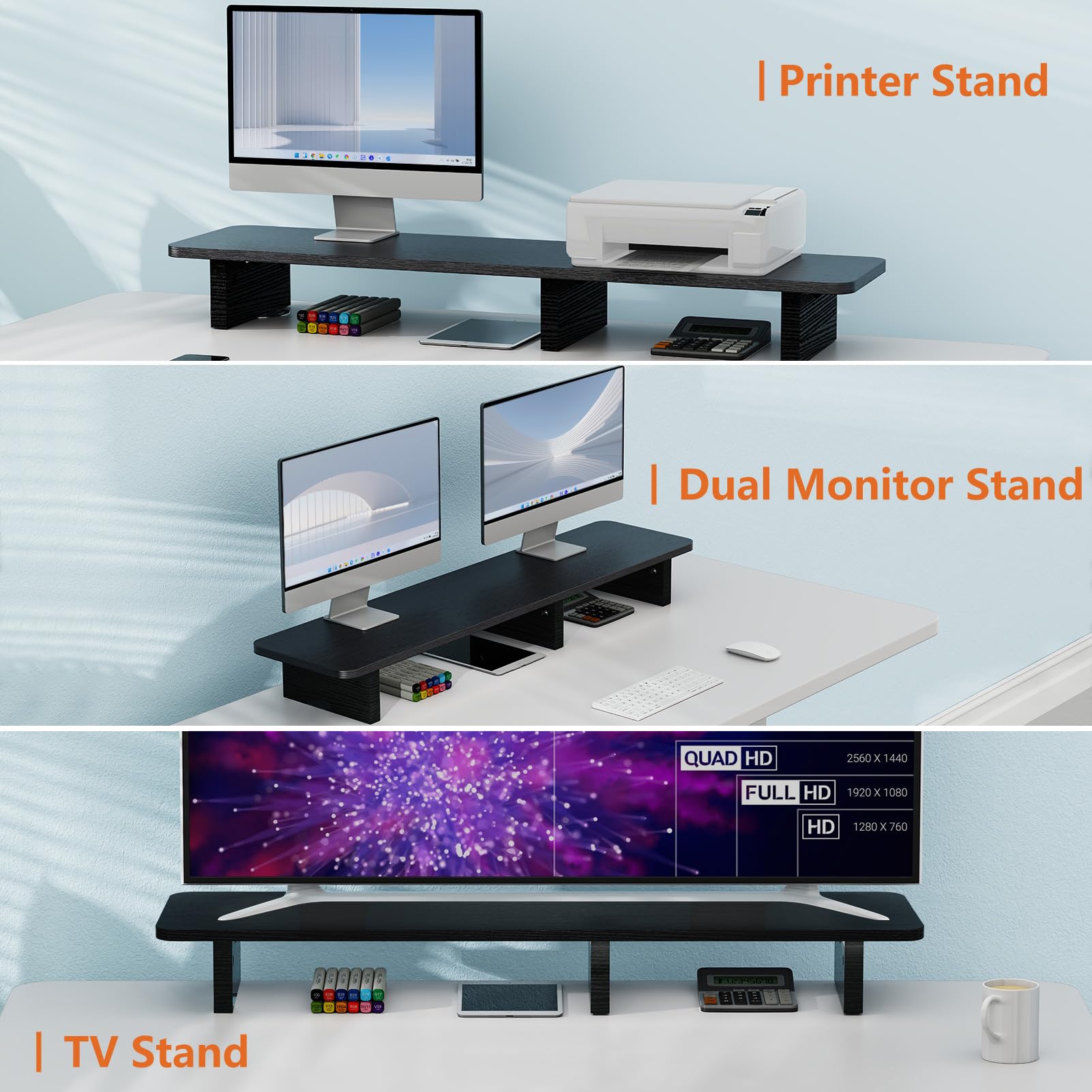 Ergofoucs Dual Monitor Stand, Extra Large Monitor Stand Riser for 2 ...