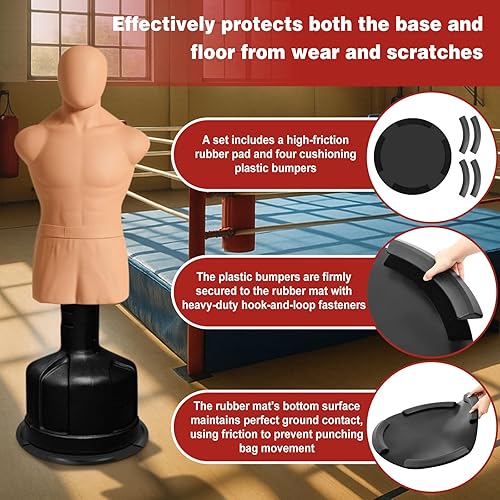 Miniatura 4 de Kit de alfombrilla de anillo y parachoques de 28.5 pulgadas para saco de boxeo estabiliza las bolsas pesadas independientes de movimiento o vuelco,
