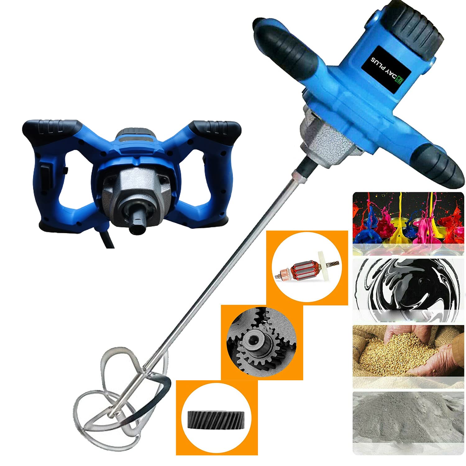 Miscelatore per Malta, Miscelatore Elettrico a Mano, 2600W Portatile Elettrico Calcestruzzo Cemento Mortaio Paddle Mixer Pro Trapano Miscelatore Strumento di Agitazione Regolabile 6 Velocità Portatile