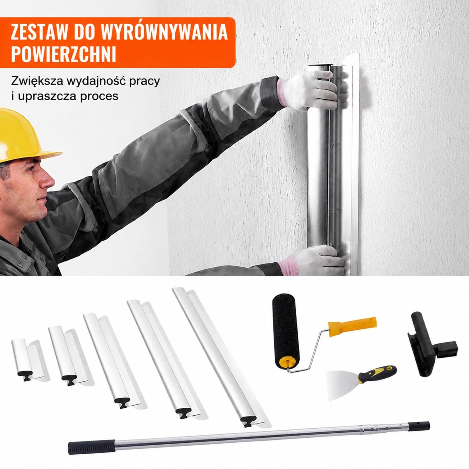 Zestaw szpachli do płyt gipsowo-kartonowych z przedłużanym uchwytem, nóż ze stali nierdzewnej