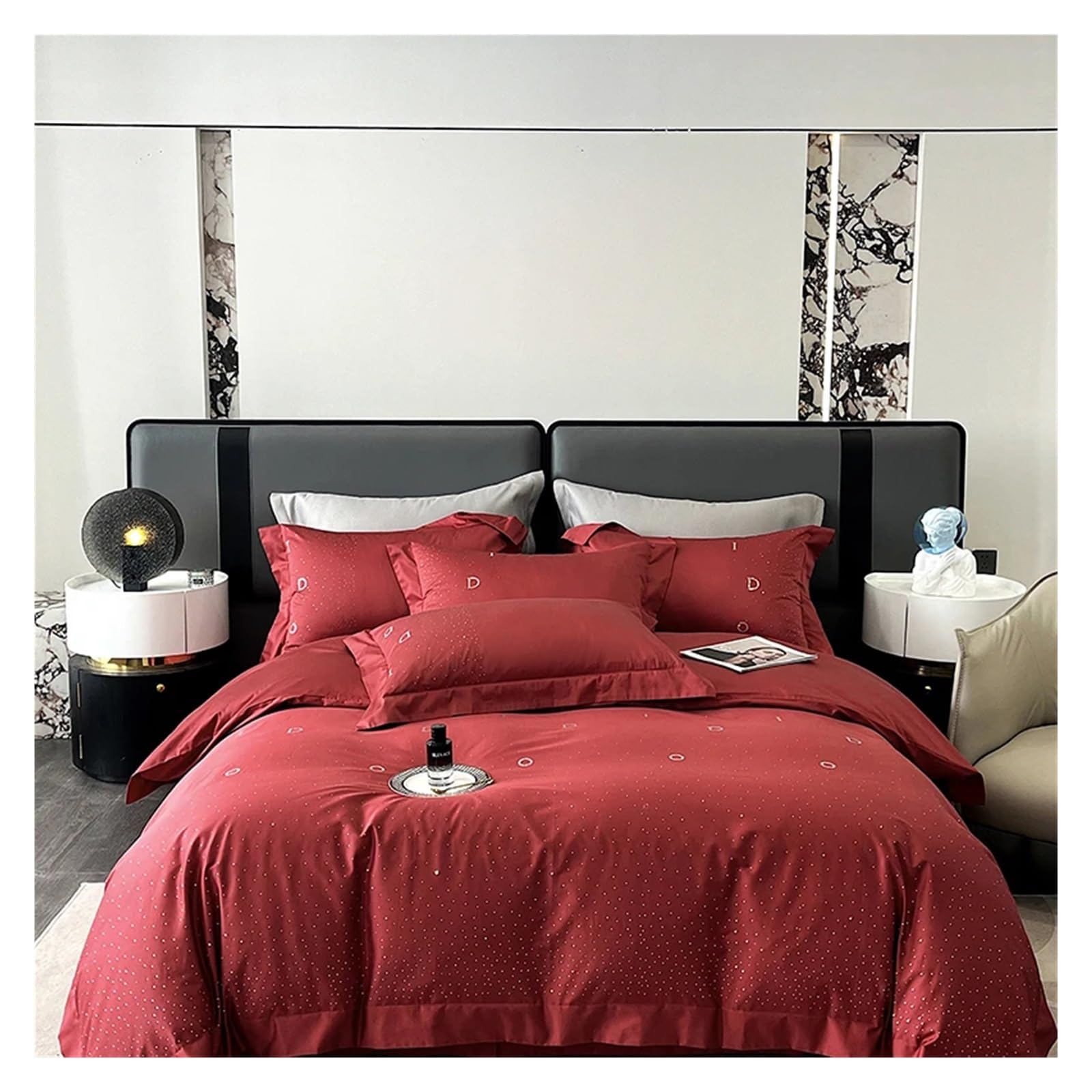 Coton égyptien 1000TC parure de lit de luxe strass pour chambre parentale élégante