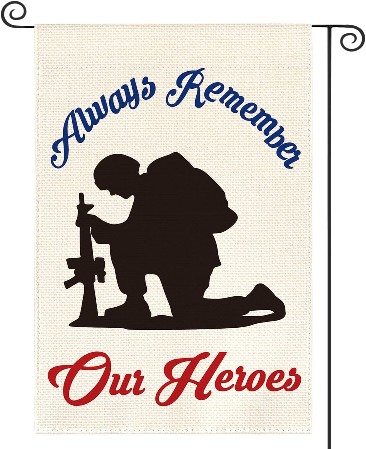AVOIN colorlife Memorial Day Always Remember Our Heroes Garden Flag 12x18 Inch Double Sided, Military Soldiers Patriotic Veteran Yard Outdoor Decoration