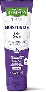 Medline Remedy Clinical Skin Cream Moisturizer, Unscented (4 fl oz), 12 Count Nourishing for Dry Skin, Paraben and Sulfate-Free Moisturizing Cream for Face and Body, Lotion for Sensitive Skin