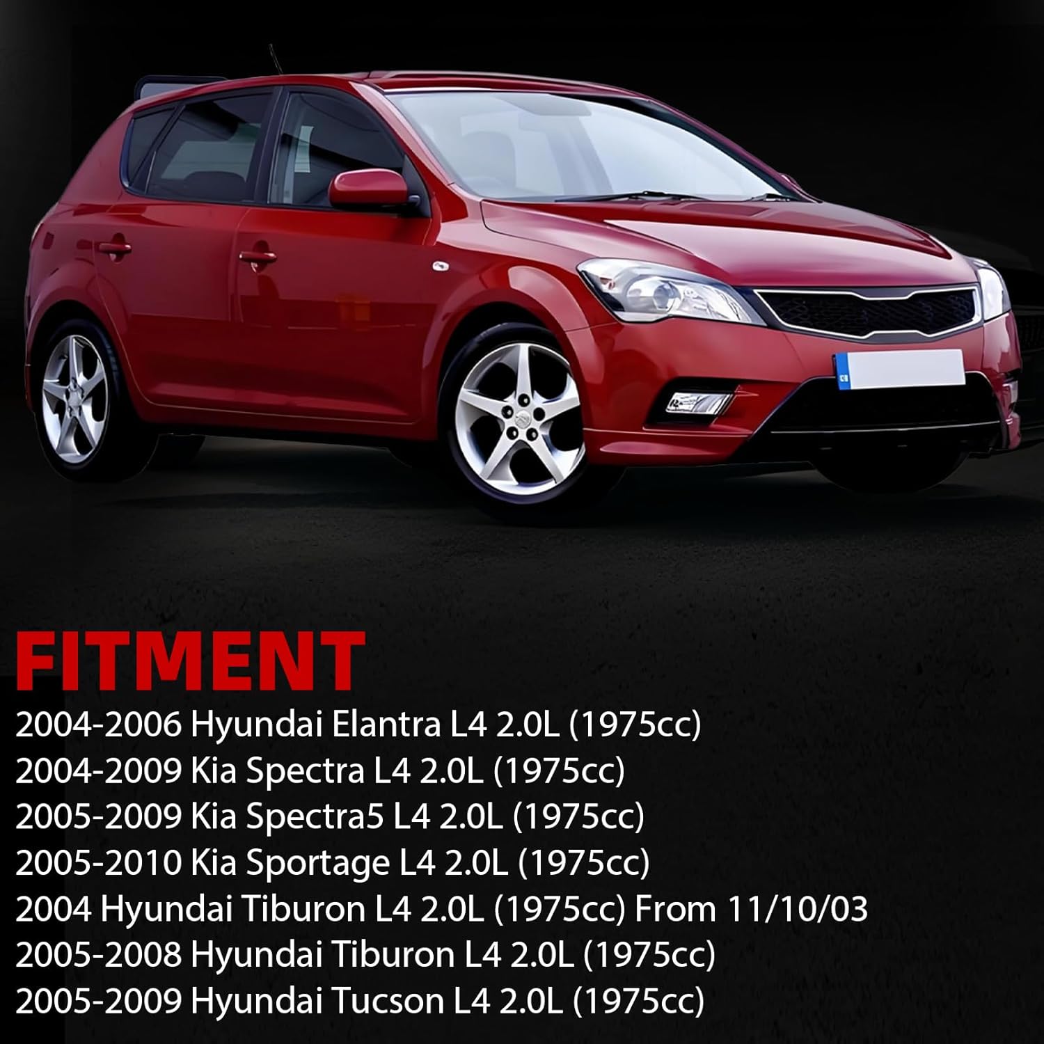 MITZONE Aluminum Valve Cover Compatible with Hyundai Elantra Tiburon Tucson 2004-2009 Kia Spectra Spectra5 Sportage 2004-2010 2.0L, Replace 2241023100 2241023800, with Gasket & Cap