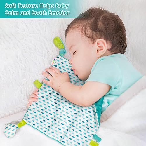 Miniatura 5 de Dr.Rapeti Manta de seguridad para bebé, niño pequeño, 10 x 10 pulgadas, juguete sensorial lavable, manta de apaciguamiento amoroso (gota de lluvia)