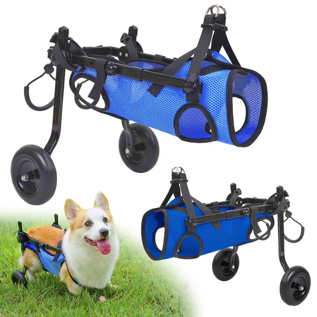 DJFYVAEIO Dog Wheelchair,Puppy Wheelchair,Xs/S/M,Suitable For 3-9kg,Breathable Fabric,Adjustable Height/Length/Width,Lightweight Mobility,For Disabled Small Dogs S