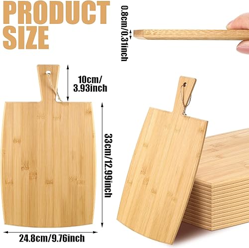 Miniatura 2 de Patelai Juego de 12 tablas de cortar de madera con asas, tabla de cortar grande para servir cocina, regalos a granel para mamá para verduras, carne,