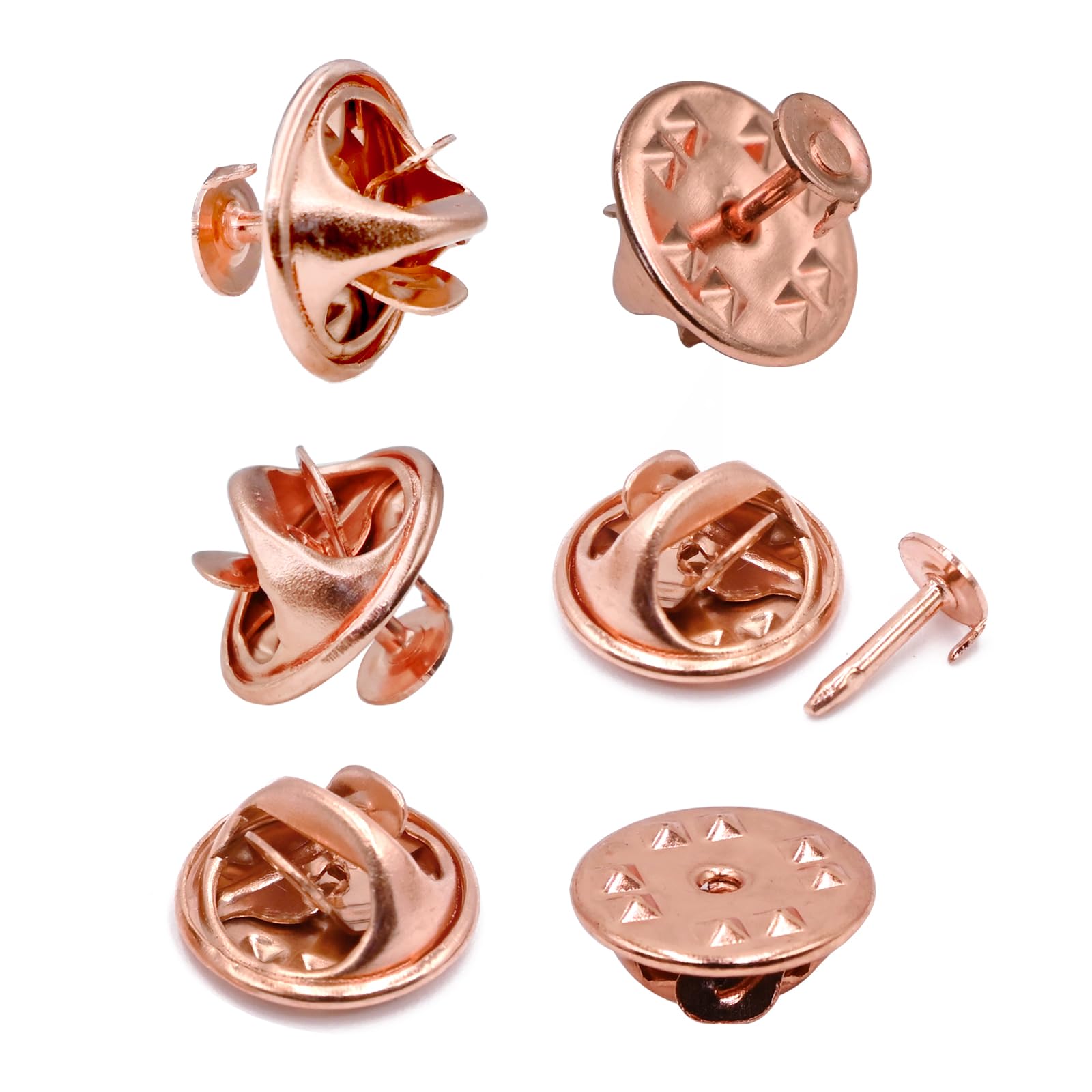 LICQIC Butterfly Clutch Tie Pins, Metal Pin Backs Replacement with 8 mm Length Blank Pins for Craft Making 100 Rose Gold