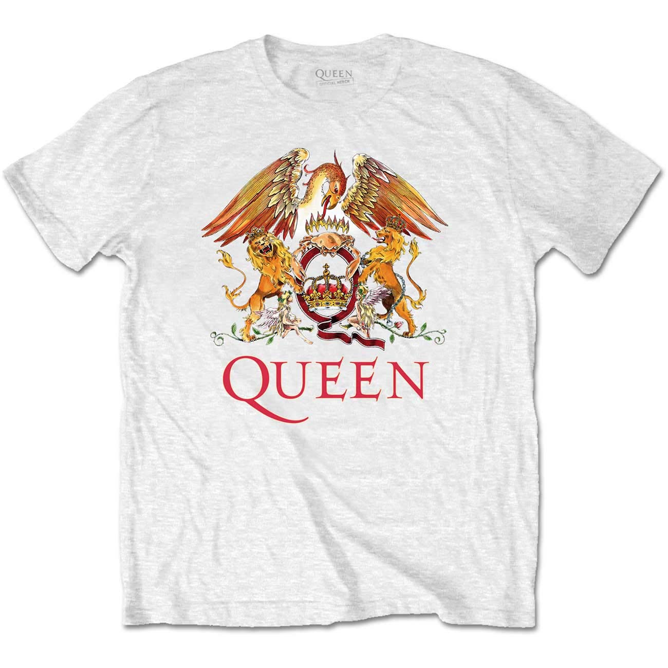 Queen Classic Crest Official Tee T-Shirt Mens Unisex (Large) White