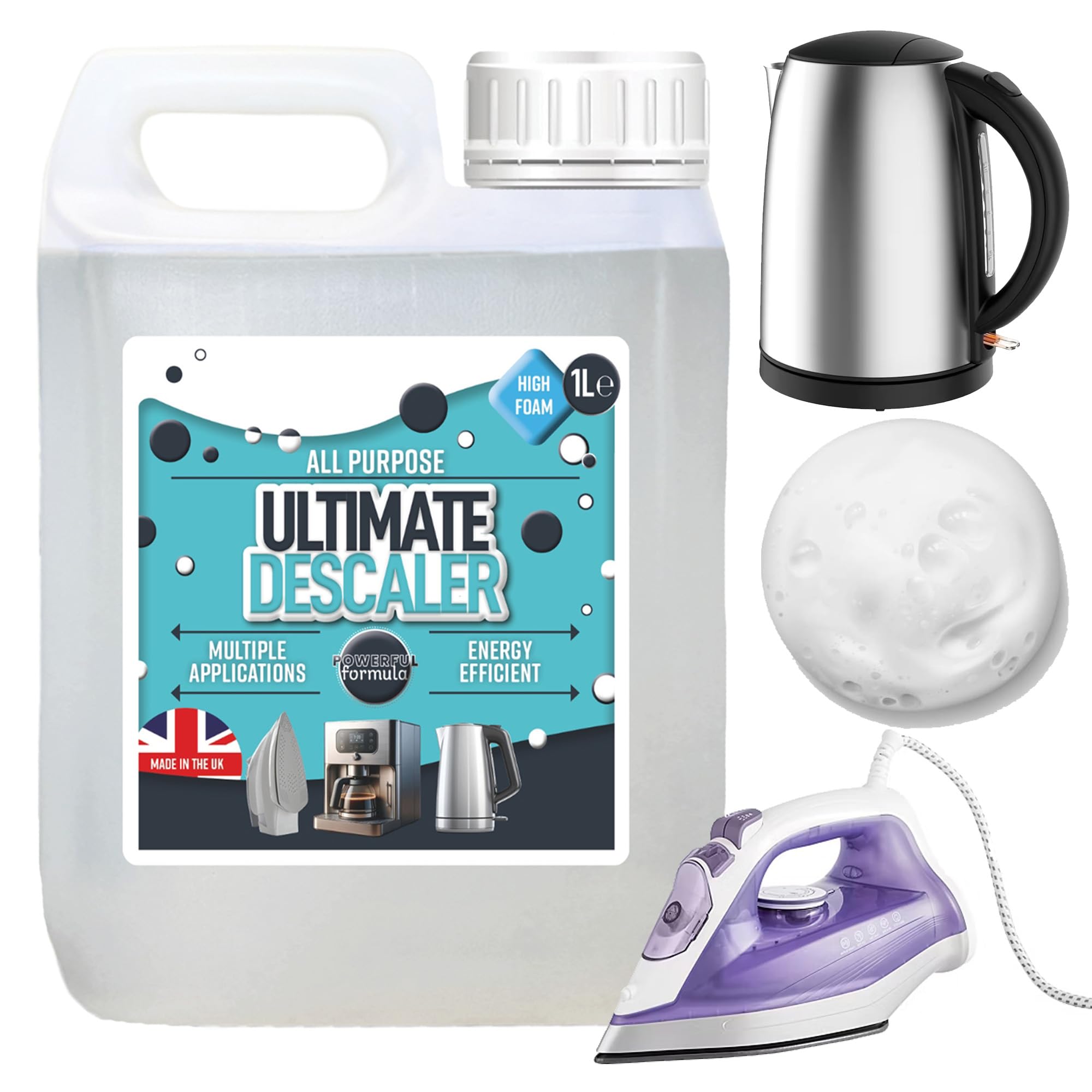 1 Litre Multi Purpose Liquid Descaler Fast Acting Catering Descaler For Washing Machines, Dishwashers, Coffee Machines, Kettle & Iron Limescale Remover (4 x 1 Litre)