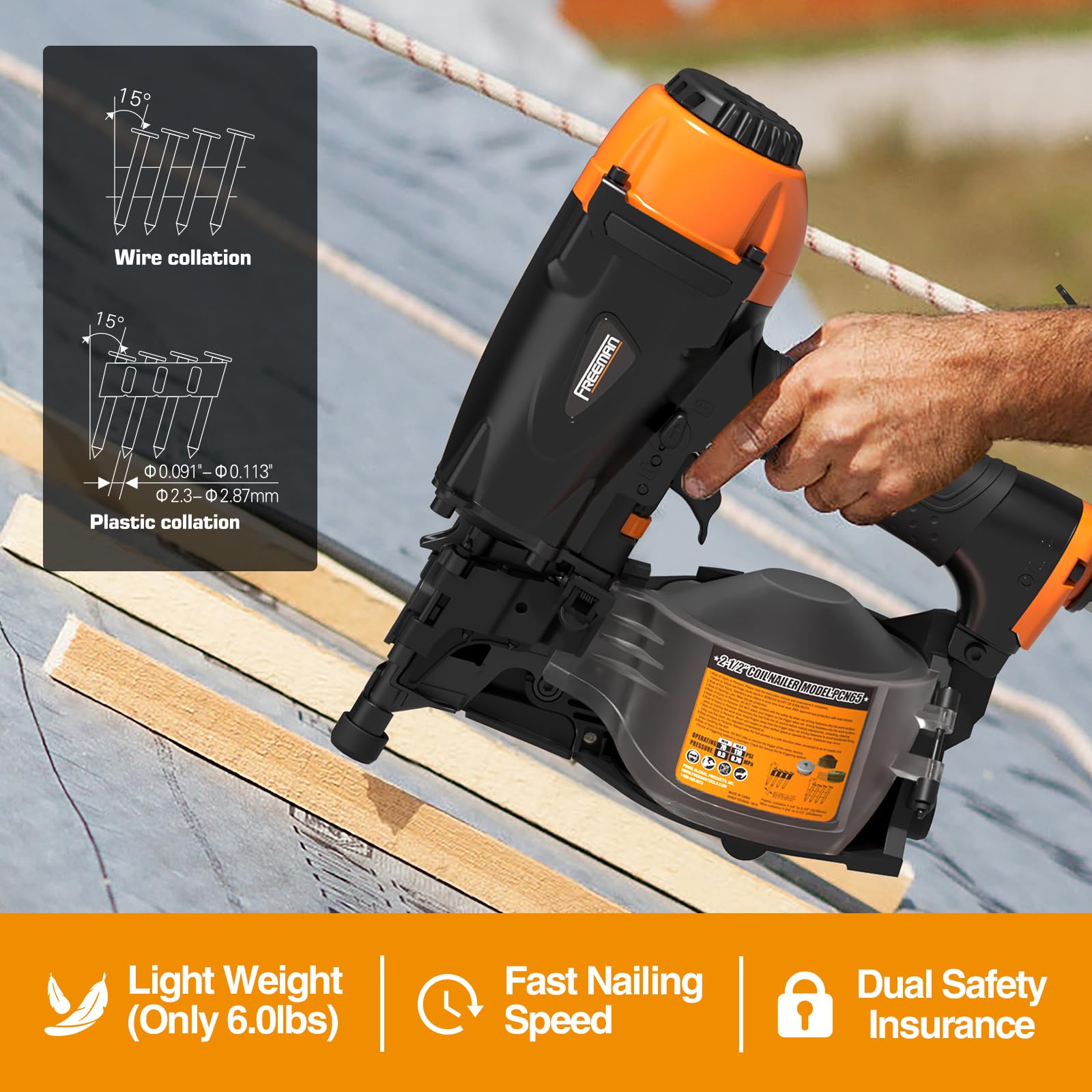 Freeman pcn65 Bobina Siding cercado grapadora