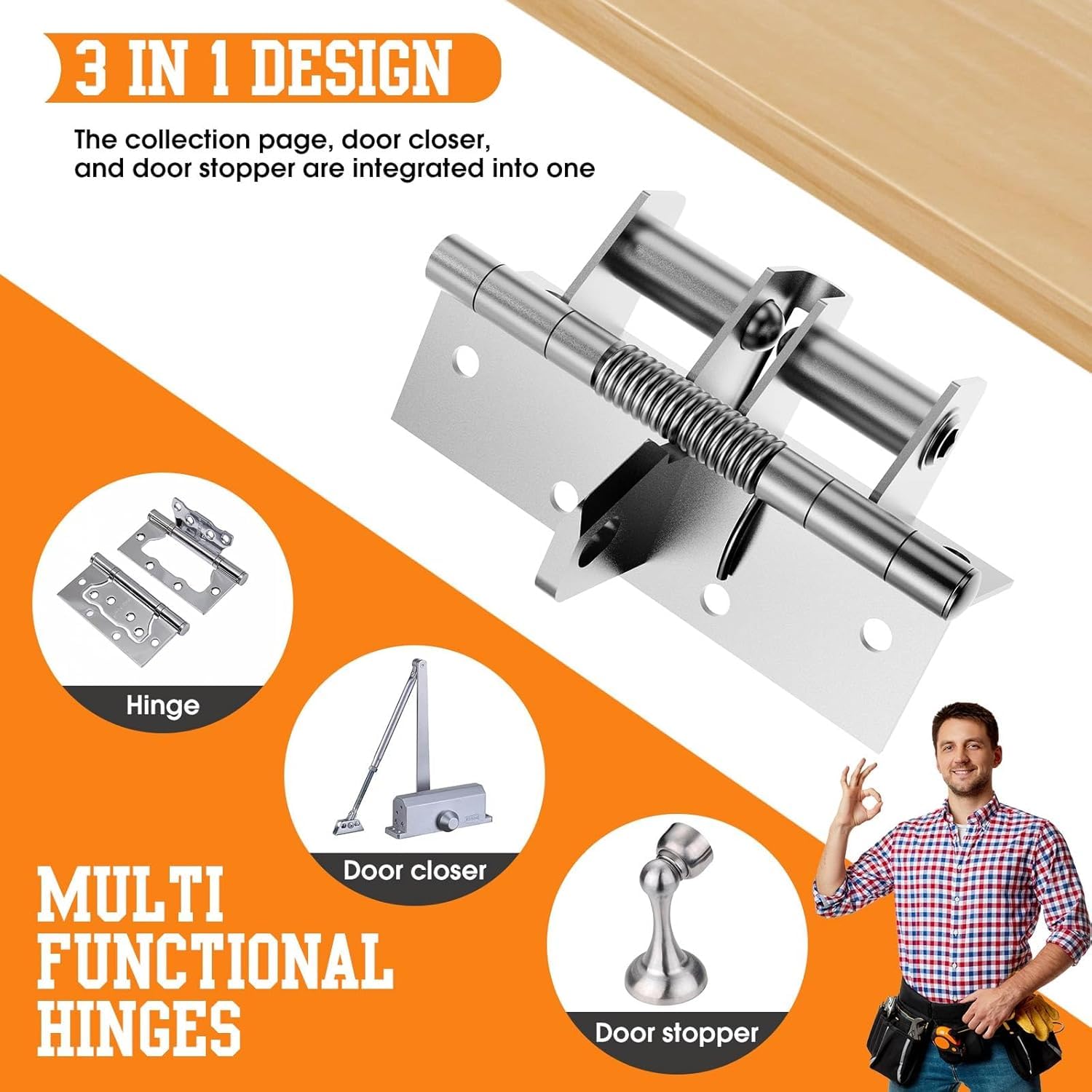 Self Closing Door Hinge - Automatic Door Closer -3