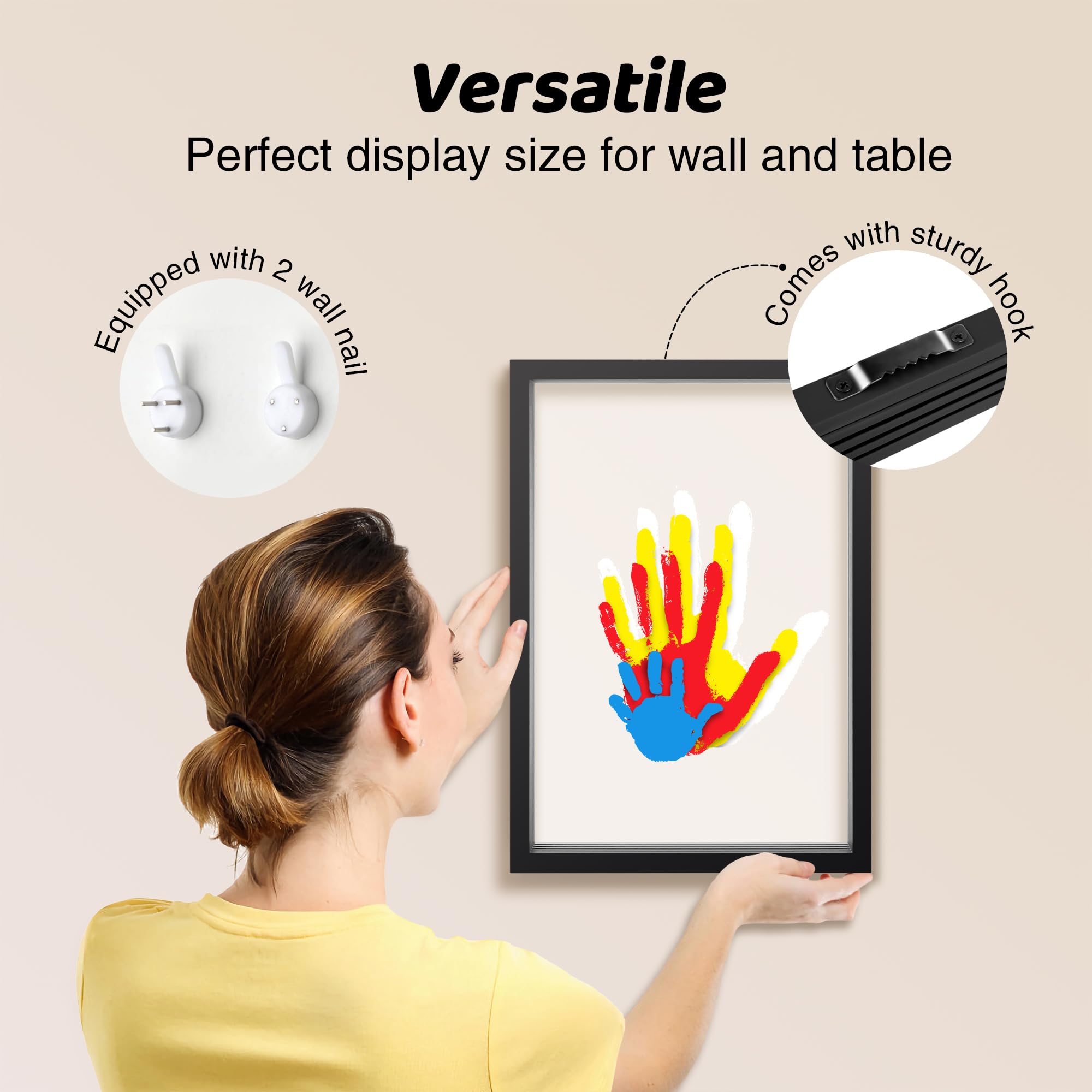 Omrhvi Kit de huellas de manos familiares, marco de recuerdo para manualidades, kits de impresión de mano de bebé, regalos familiares para nueva mamá, nuevos padres, abuelos, día del padre, día de la