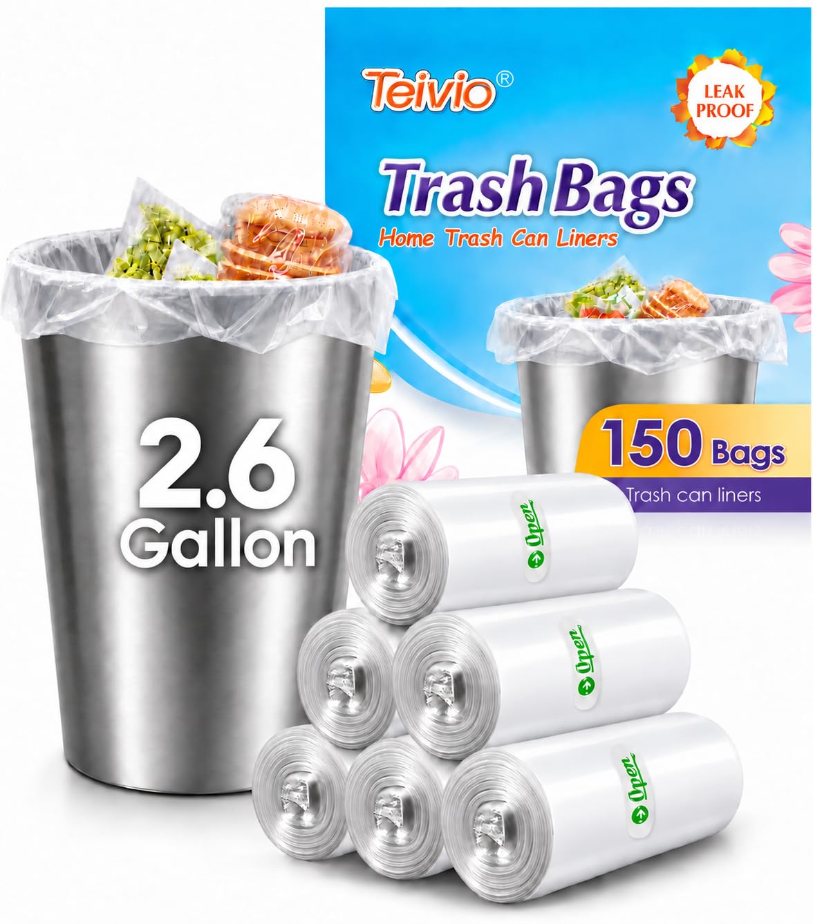 Teivio Small Clear Trash Bags 2.6 Gallon: A Practical Choice for Small Bins