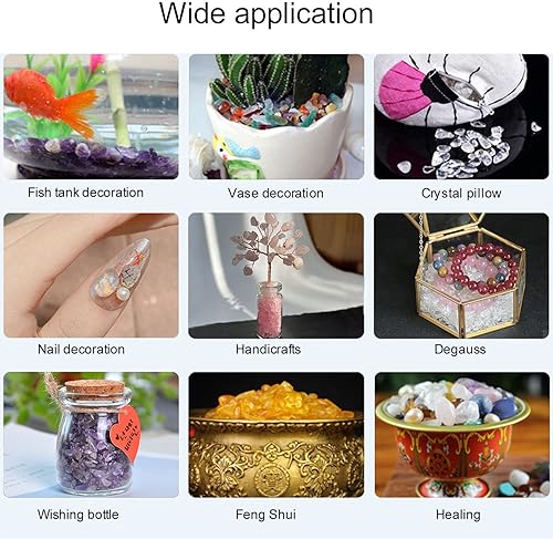 Miniatura 2 de ideayard Chips de cuarzo rutilado piedra de cristal natural de forma irregular piedra de cuarzo triturado para relleno de jarrón, piedras curativas