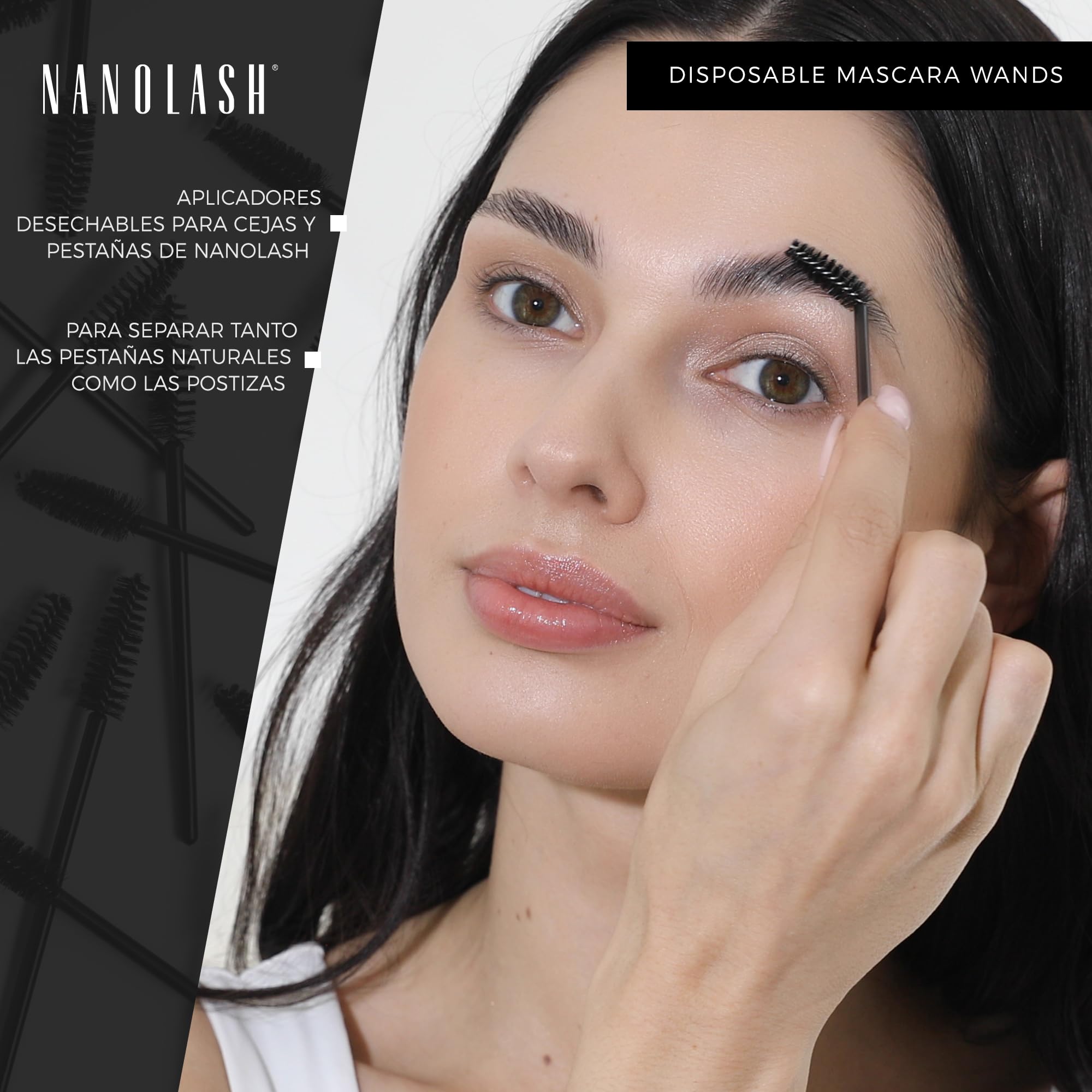 Nanolash Desechables Cepillos para Pestañas y Cejas 50 Piezas