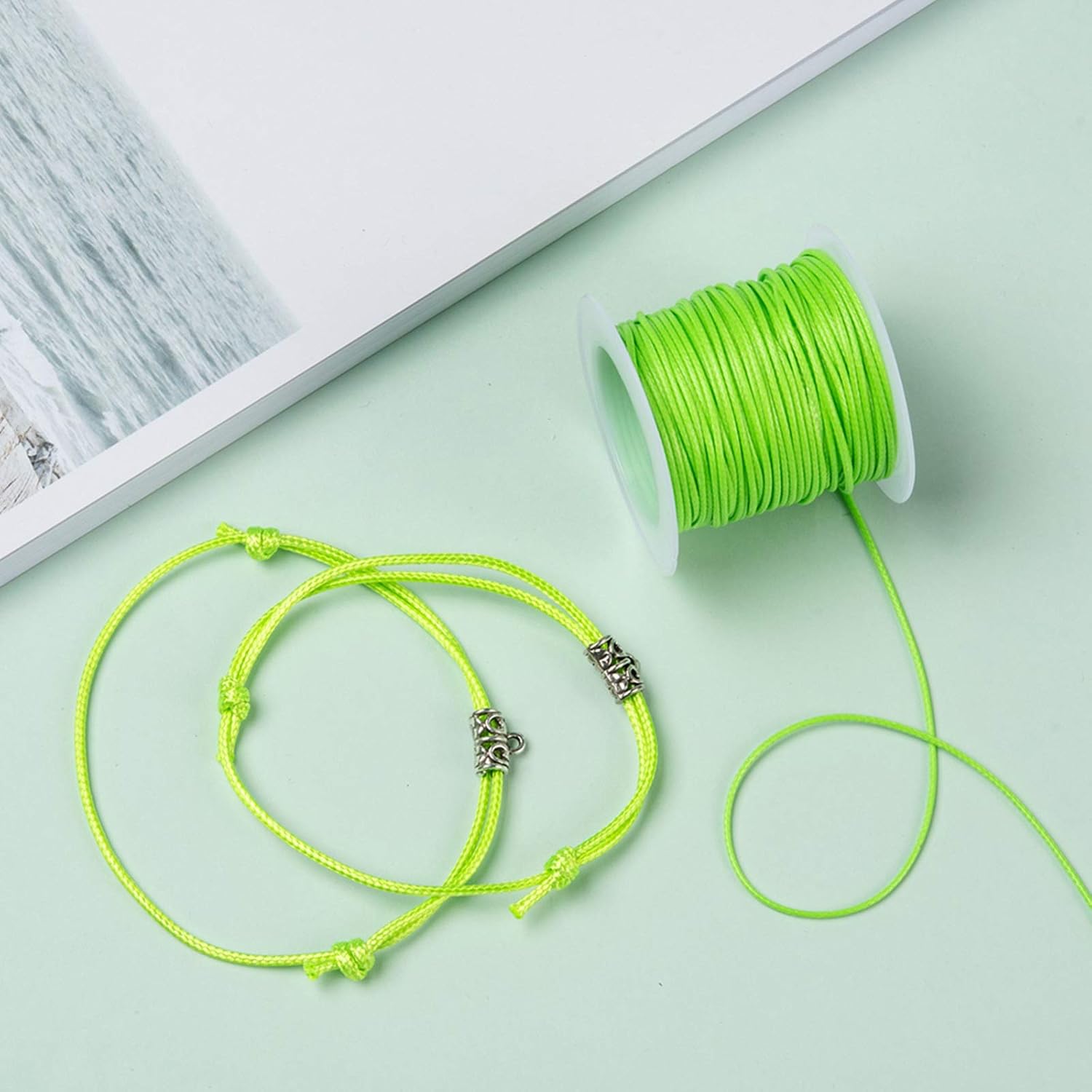 Craftdady 25 Rolls 1mm Waxed Polyester Twine Cord Random Colors Macrame Braided Bracelet Making Beading Thread String for Friendship Jewelry Choker Necklace Craft Making (Total 273 Yards)