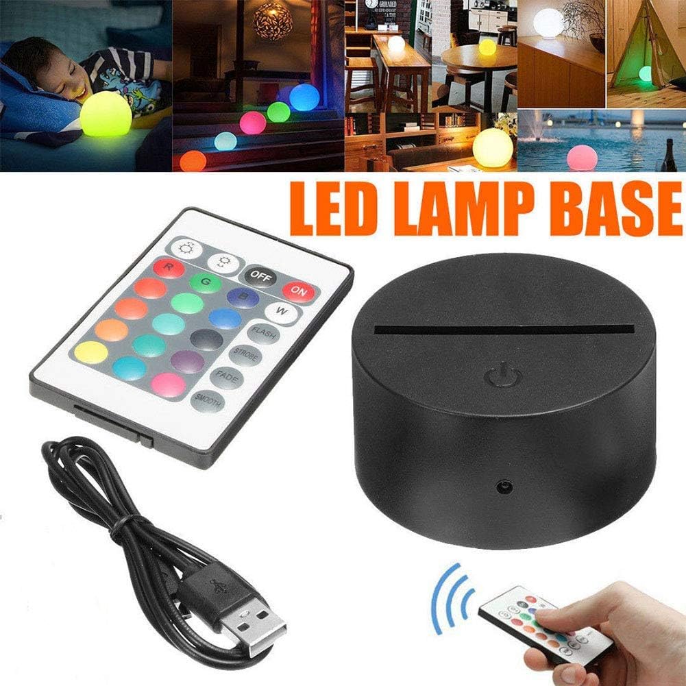 Remote Control 3D LED Lamp Night Light Base USB Cable Adjustable 7 Colors Kids Gift Novelty Children Night Light Decoration for Child Room Living Room bar