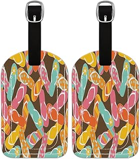 Etiqueta de bagagem PU Leahter para malas, proteção de privacidade bolsa de viagem etiqueta etiqueta de mala chinelos coloridos, etiqueta de bagagem de viagem etiqueta de identificação de mala para mulheres homens