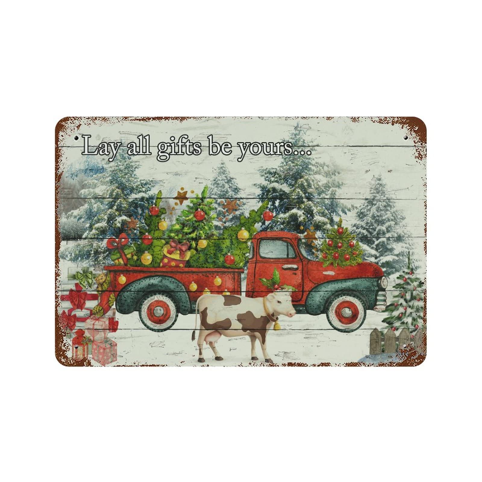 Plaque de Noël Christmas Farm en métal 30x45cm pour mur de toilettes