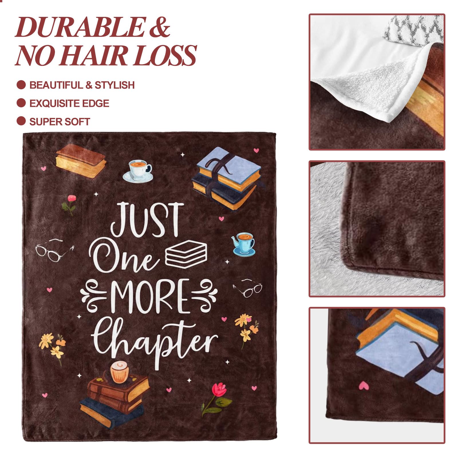Coperta per amanti dei libri, 127 x 152,4 cm, in flanella, regalo per lettura, idee regalo di compleanno, regali letterari per amanti dei libri, lettori, topi di biblioteca, uomini, donne, amici