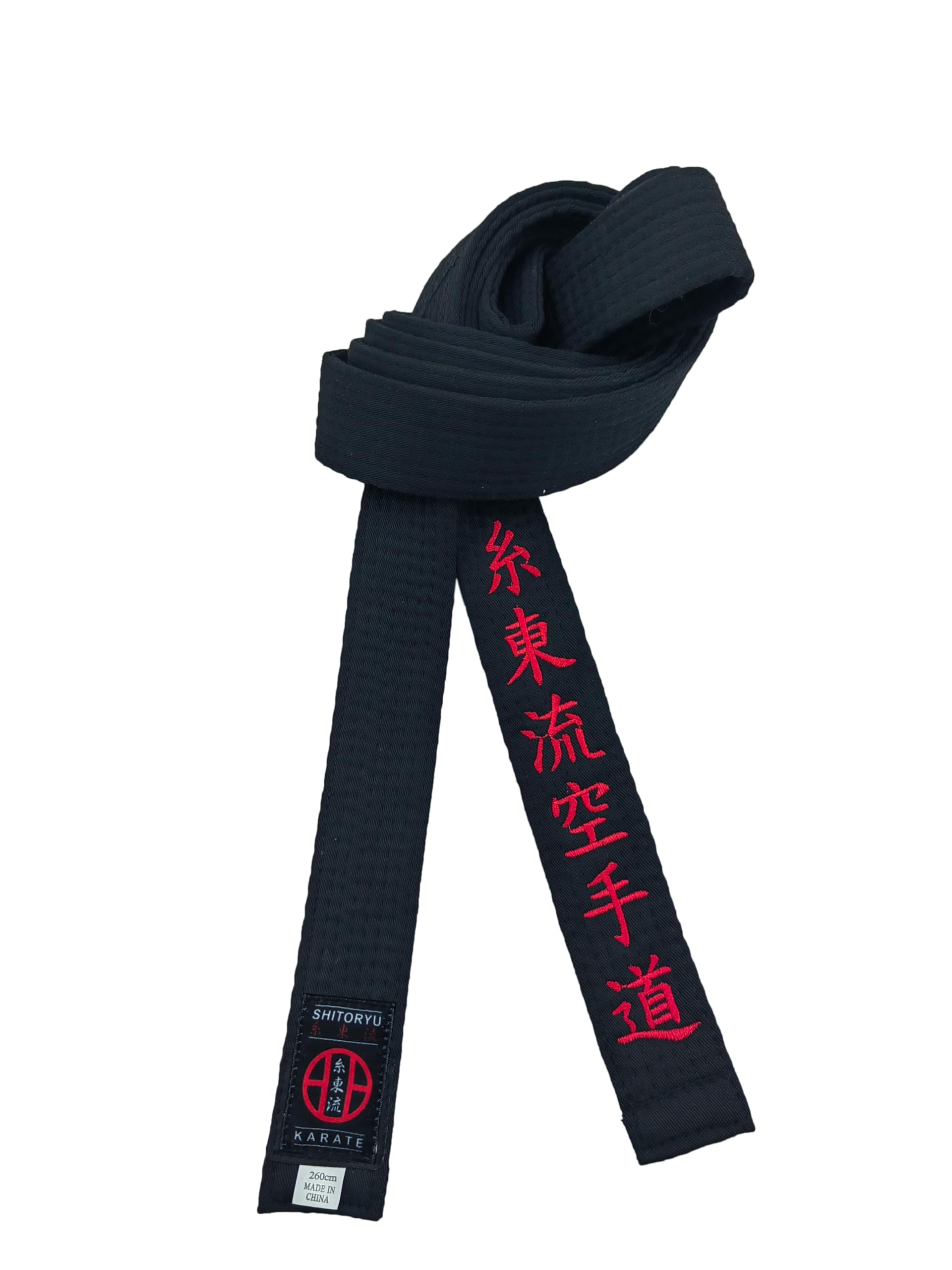 Shito-Ryu - Cinturón de karate negro de 4 cm de ancho, cinturón japonés bordado unisex